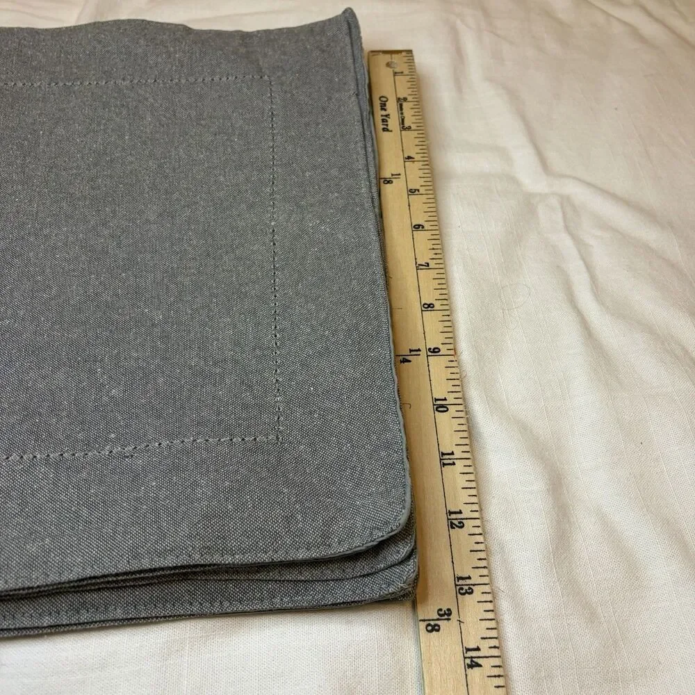 Hobby Lobby Set of 6 Gray Cotton Solid Rectangular Placemats 13 x 18